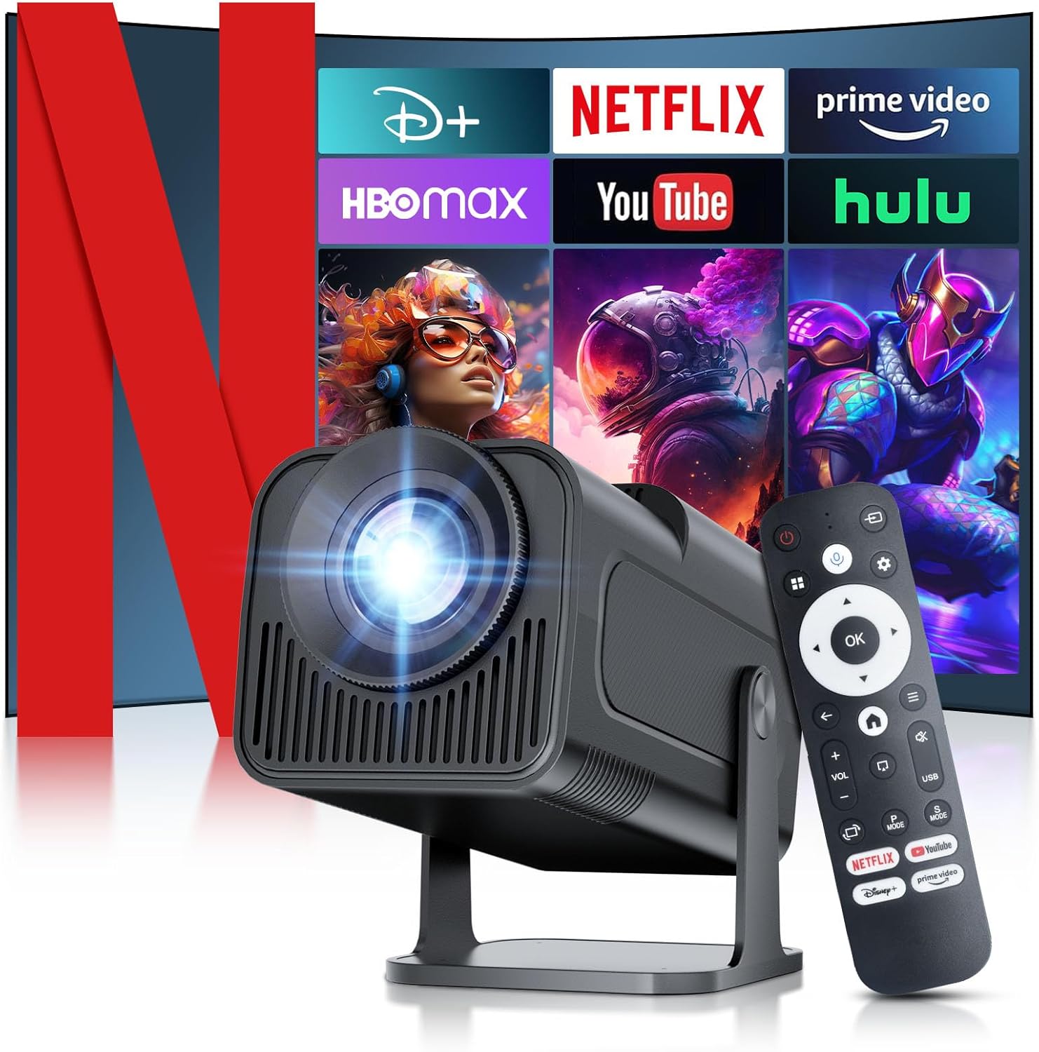 Salange Smart Projector: Netflix Certified Mini Projector 4K Support