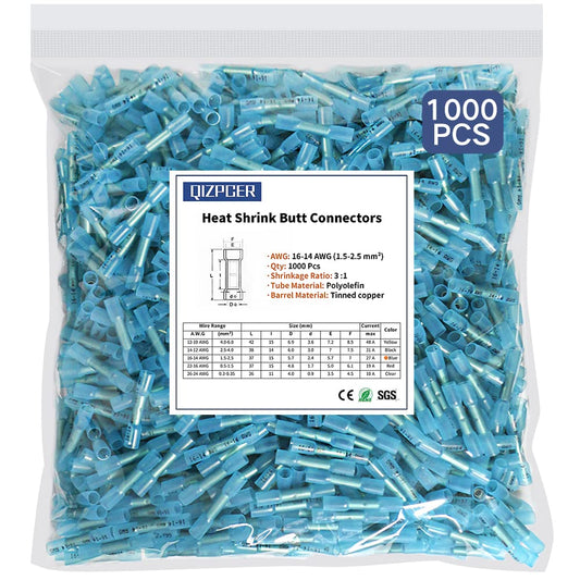 1000 Pcs Heat Shrink Butt Connectors for Marine Wiring Needs