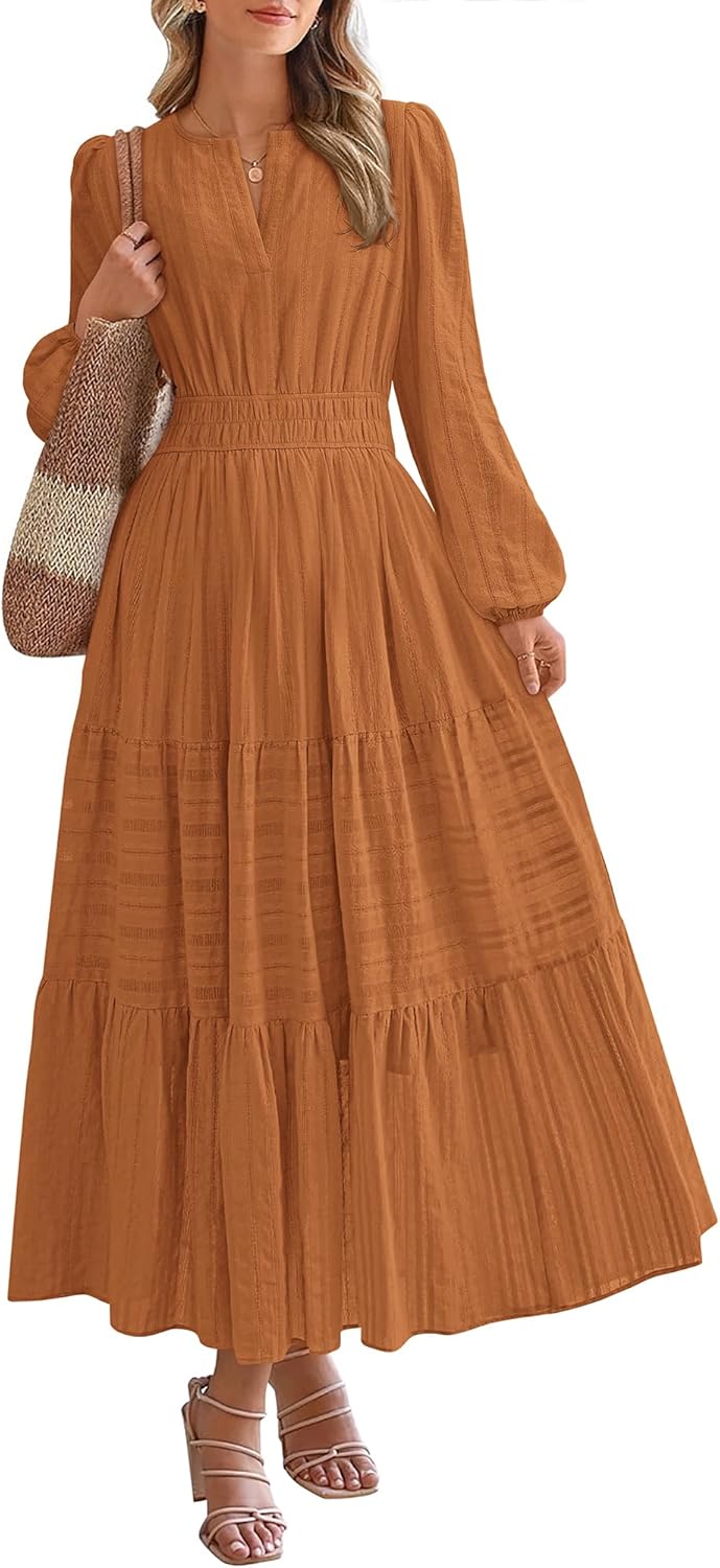 BTFBM Fall Dresses for Women 2025 Casual Long Sleeve Maxi