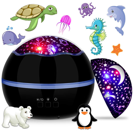 MIANTANG 360 Rotating Star Projector - Dual Sky & Sea World, Multi Colors, Gift for Kids