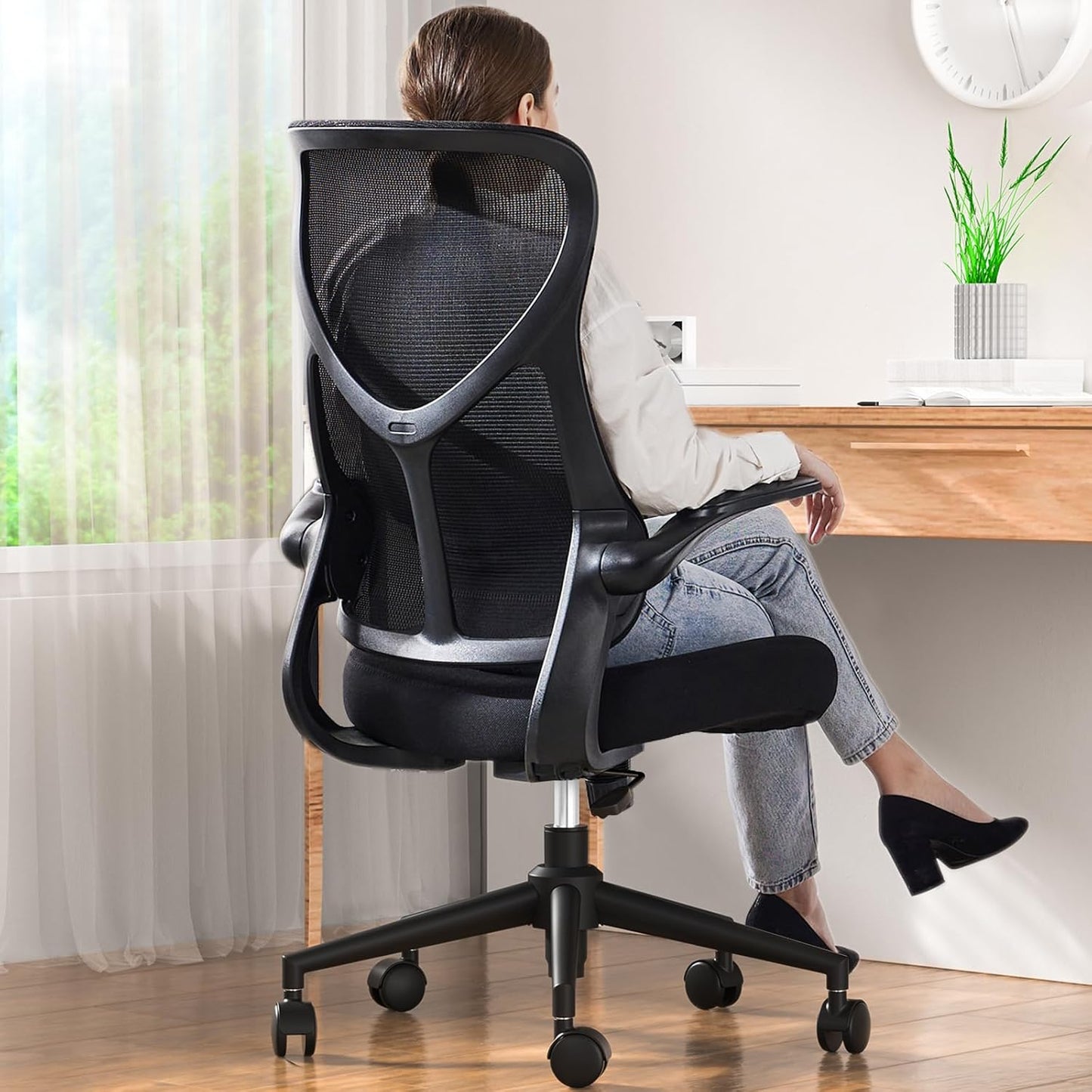 Sweetcrispy High Back Office Chair, Ergonomic Lumbar Support & Swivel Design