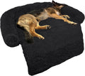 Calming Dog Bed Fluffy Plush Mat for Pets - Large Black