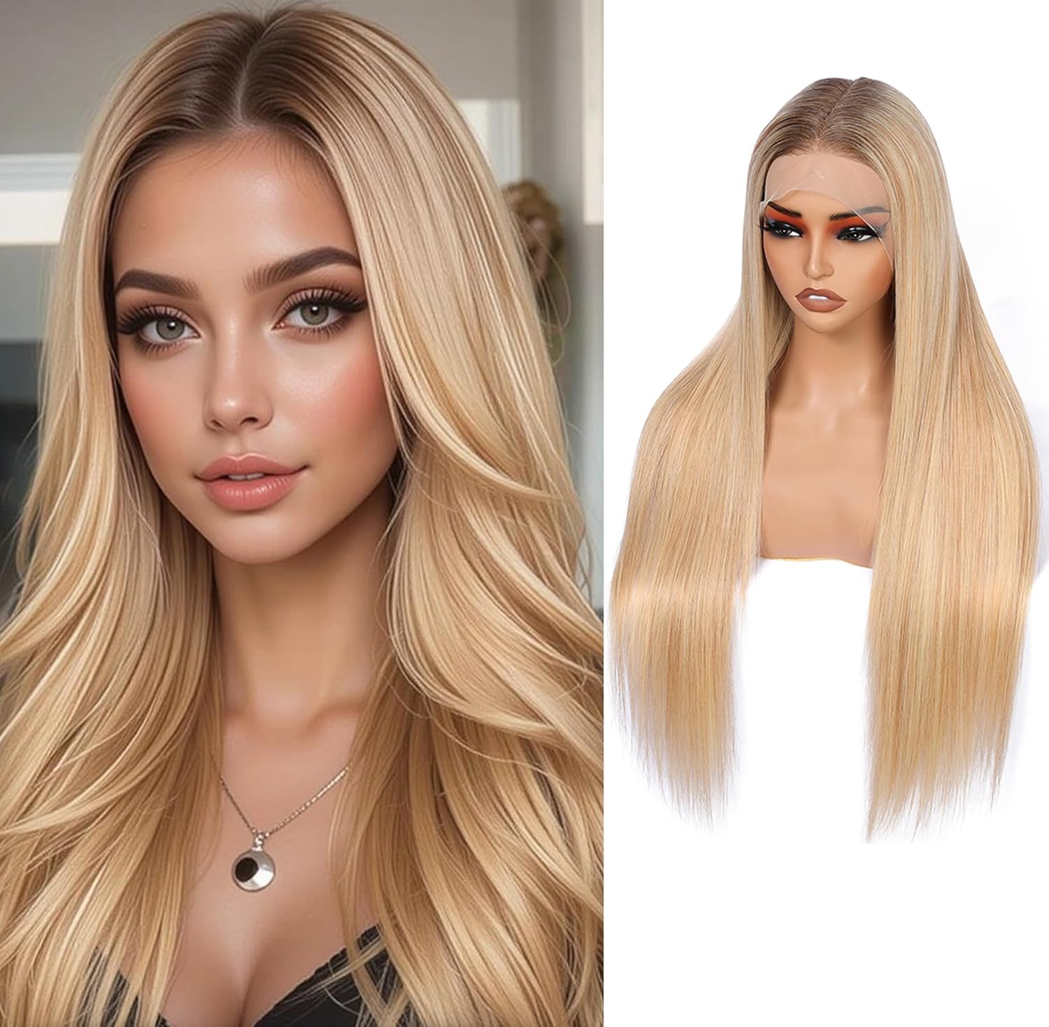 ORIGEN Ombre Brown Lace Front Wigs for Black Women 24 Inch