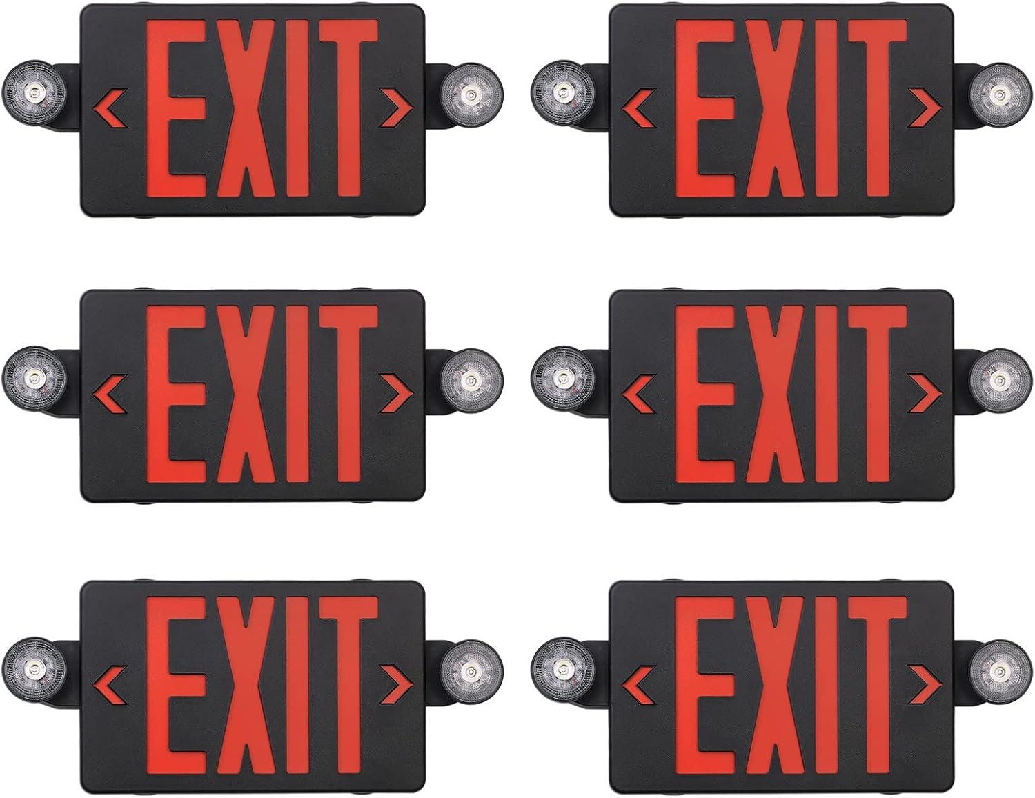 TANLUX Black Exit Sign with Emergency Lights for Businesses