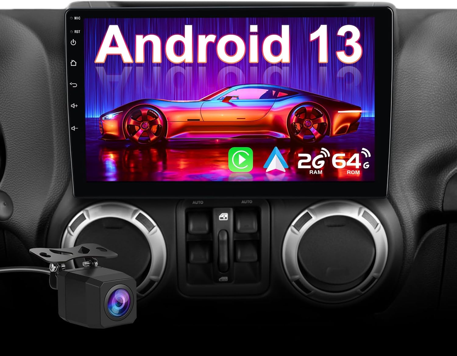 10.1 Inch Car Stereo for Jeep Wrangler JK with Wireless CarPlay