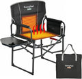 Heated Camping Directors Chair with Side Table - Portable Heated Camp