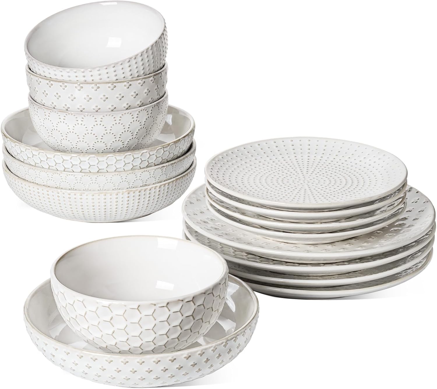 LE TAUCI 16 PCS Dinnerware Set for 4, Elegant Ceramic Plates