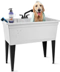 Freestanding Double-Wide Utility Sink with Pull-Out Faucet - Heavy