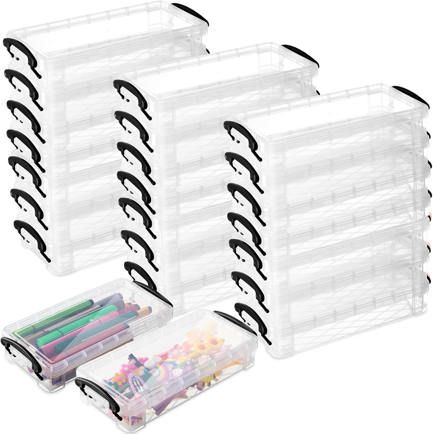 Large Capacity Plastic Pencil Box Set for Organized Storage