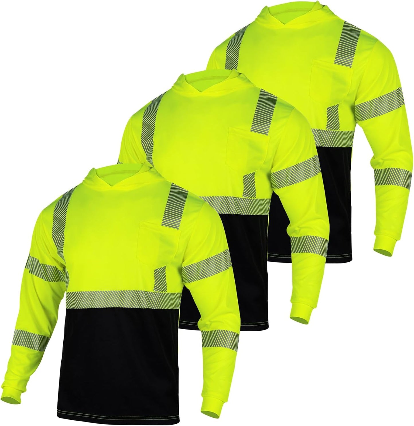 VENDACE 3pcs Safety Reflective Long Sleeve Hi Vis T Shirts