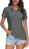 TACVASEN Women's V-Neck Polo Shirt UPF 50+ - Lightweight Golf Top can