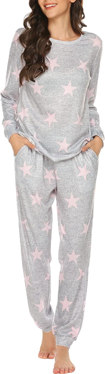 Ekouaer Womens Jogger Pajama Sets for Cozy Sleep and Lounge