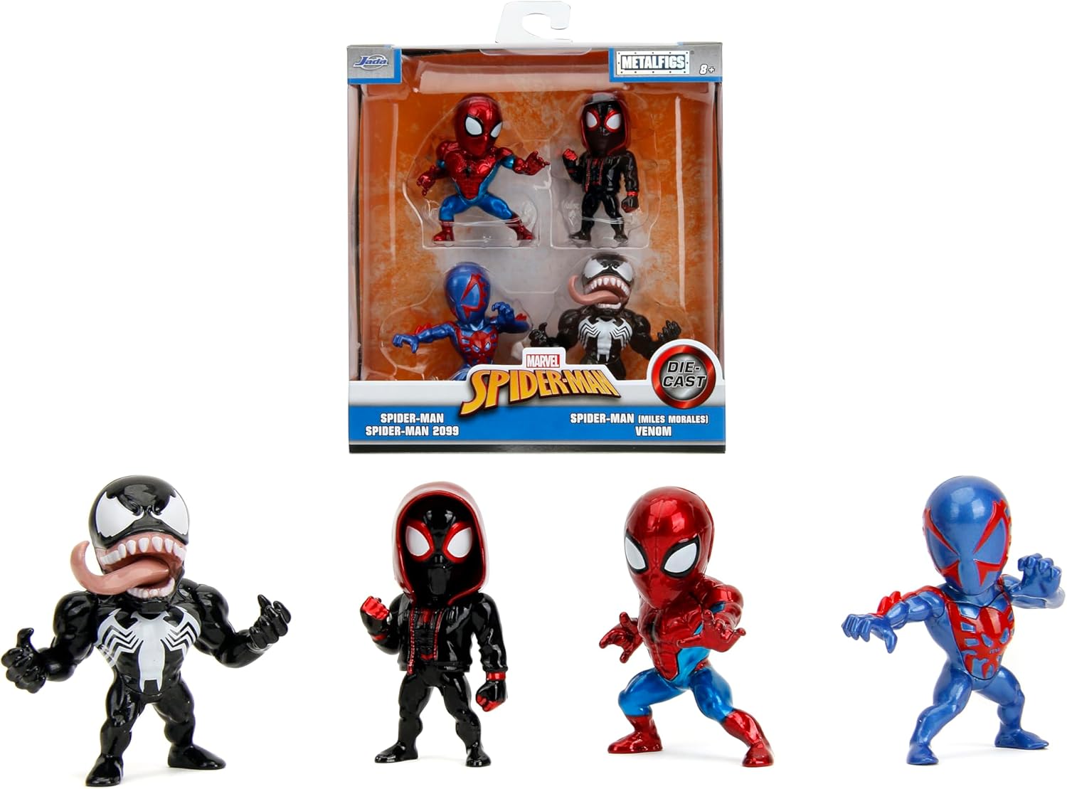 Jada Metalfigs 4 Pack: Classic & Modern Spider-Man Collectibles - Wave 2 - Ages 8+