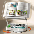 Acrylic Book Stand with Storage, 360 Rotating Foldable Holder