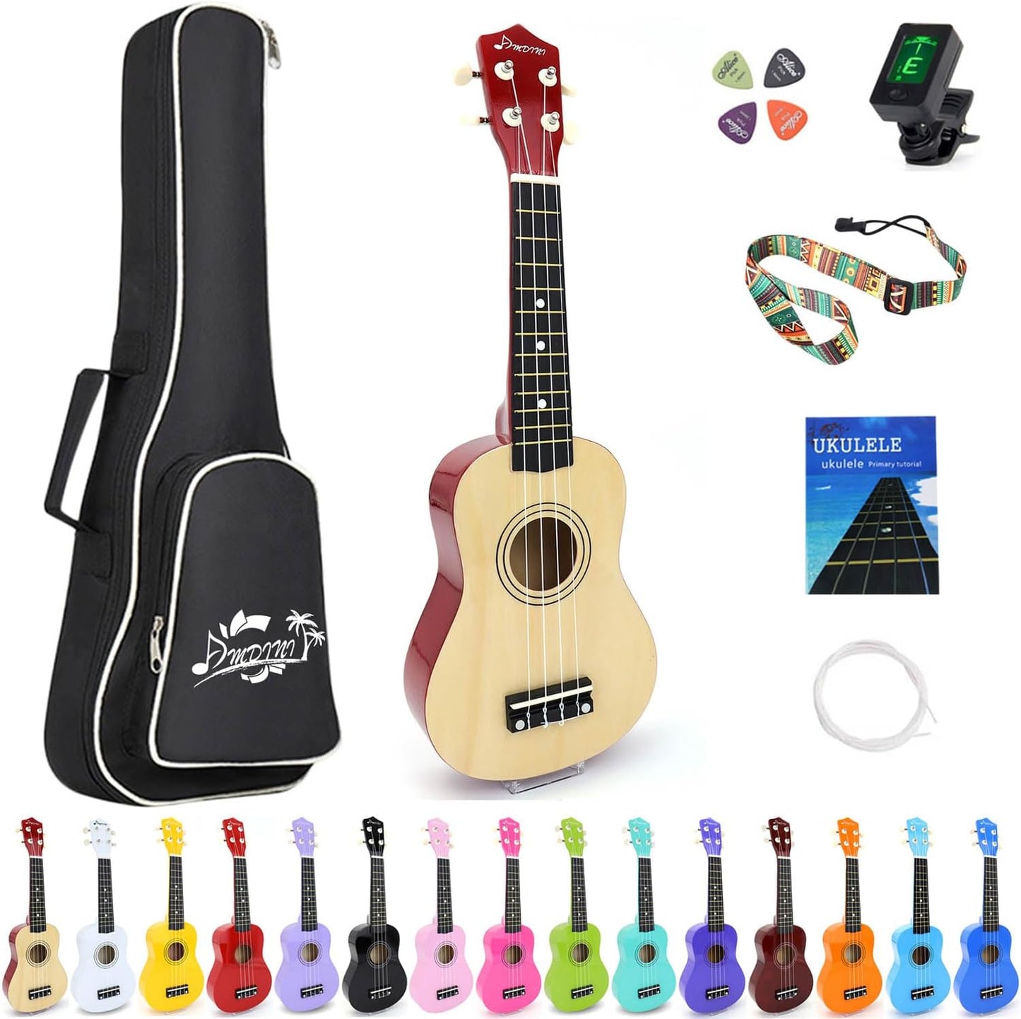 21 Inch Soprano Ukulele for Beginners with Comprehensive Kit