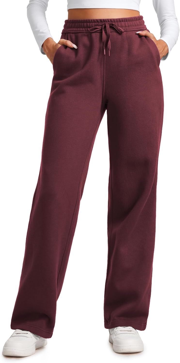 CRZ YOGA Cotton Fleece Lined Sweatpants for Women - Warm & Cozy