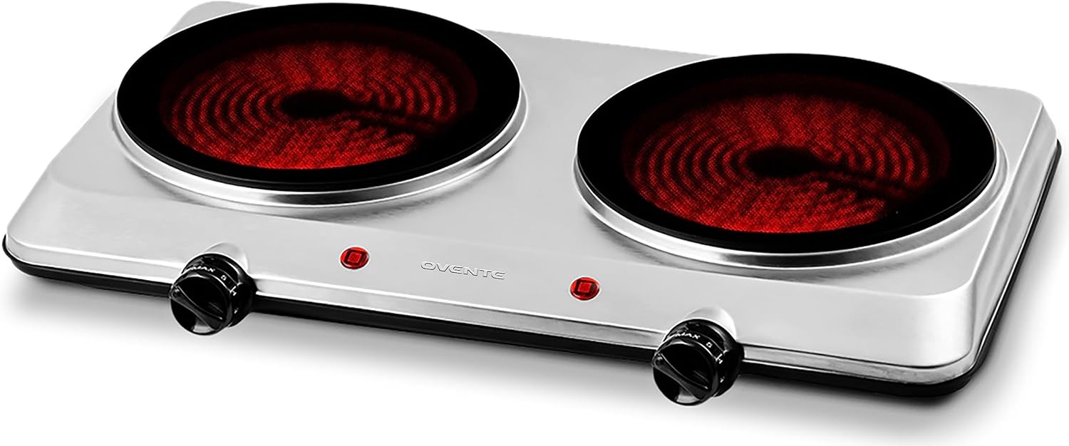 OVENTE Countertop Infrared Double Burner for Hassle-Free Cooking