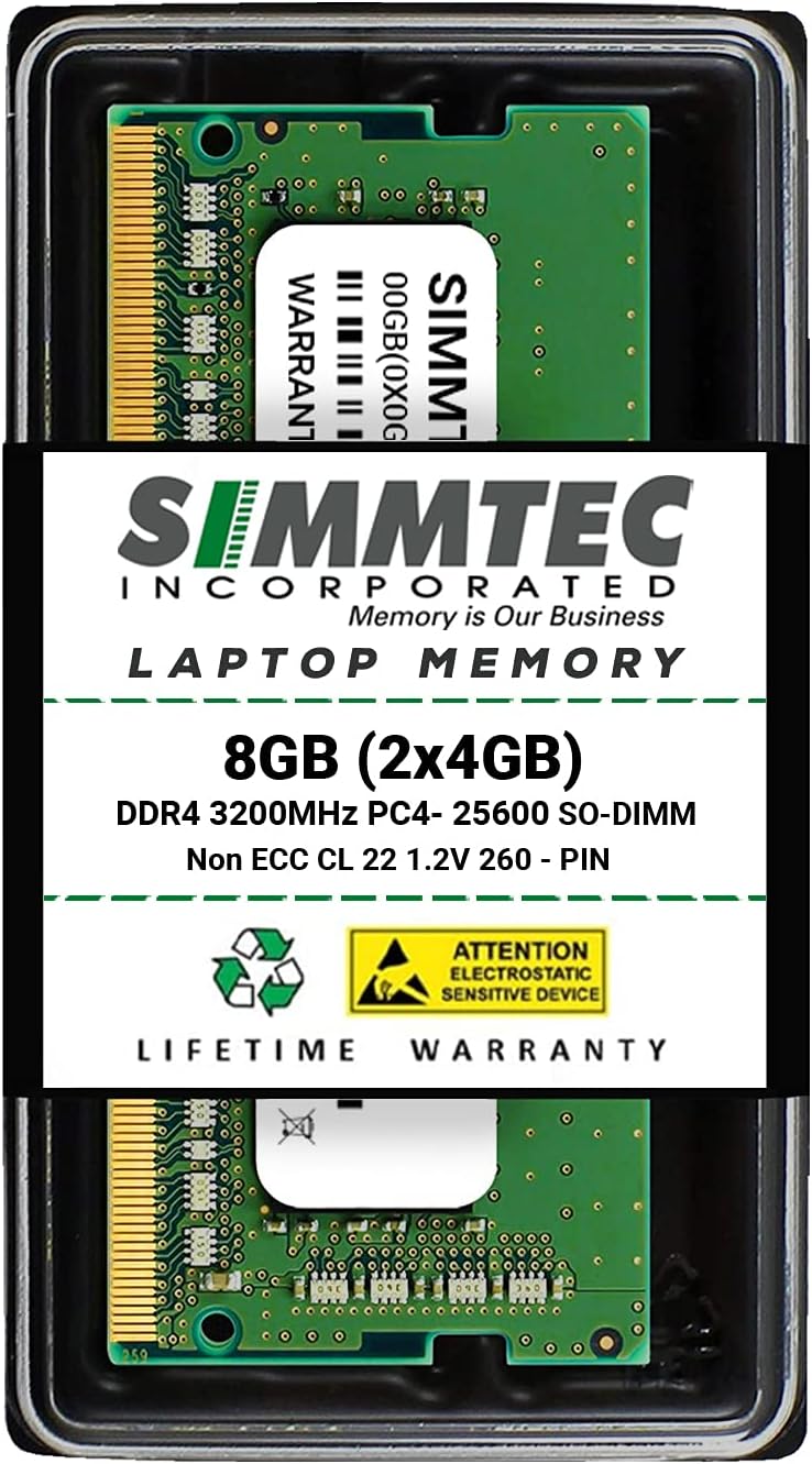 Simmtec RAM 8GB DDR4 3200MHz SODIMM Memory Upgrade Kit