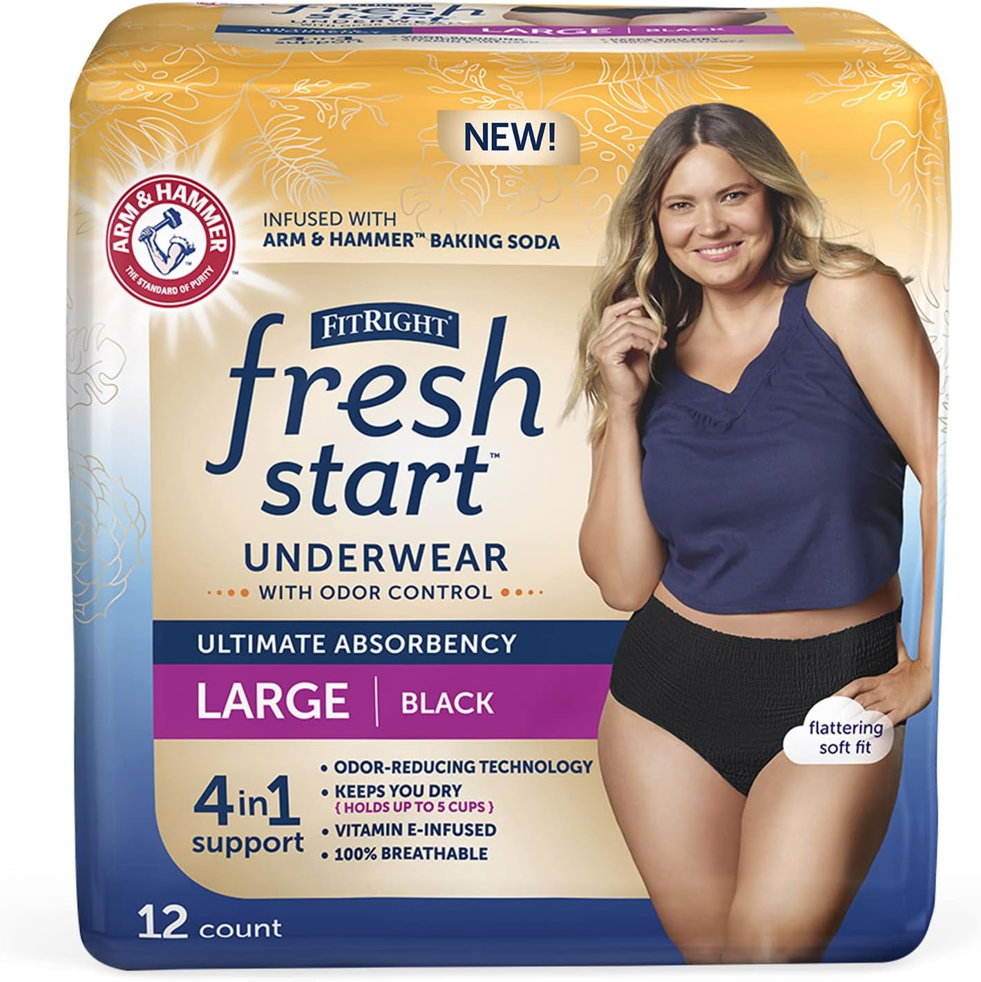 FitRight Black Incontinence Underwear - Odor-Control Power