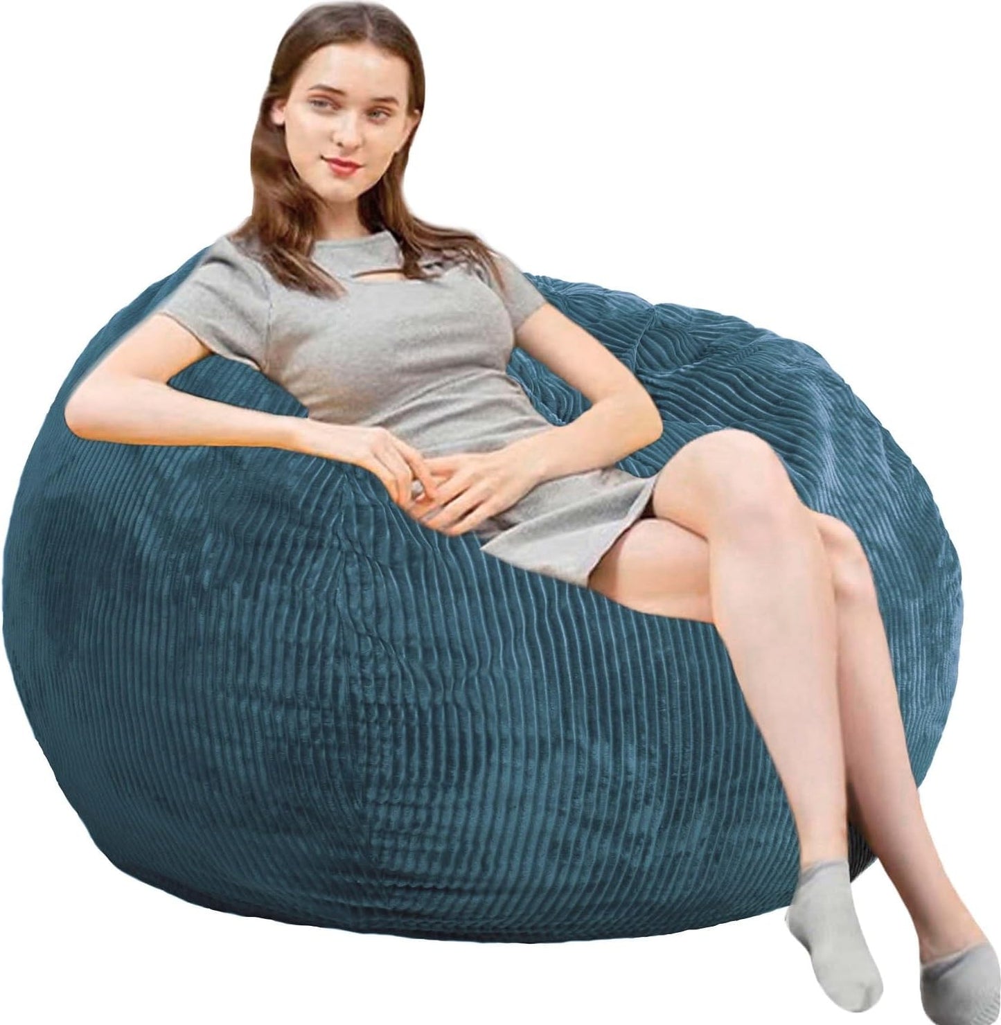 Giant Memory Foam Bean Bag Chairs with Faux Rabbit Fur Cover