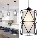 7 in 10 in Matte Black Pendant Lights with Frosted Glass - Modern