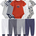 Baby Layette Set Baby Boys 9-Piece Bodysuits Pants Set - Soft Cotton