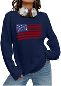 SweatyRocks Women's Flag Pattern Long Sleeve Sweater - Casual Loose