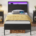 Twin Bed Frame by Rolanstar with LED Lighting and Charging Station