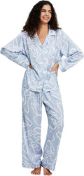 Womens Silk Satin Pajamas Set Button Down 2 Piece Pjs (Style SQTZ)