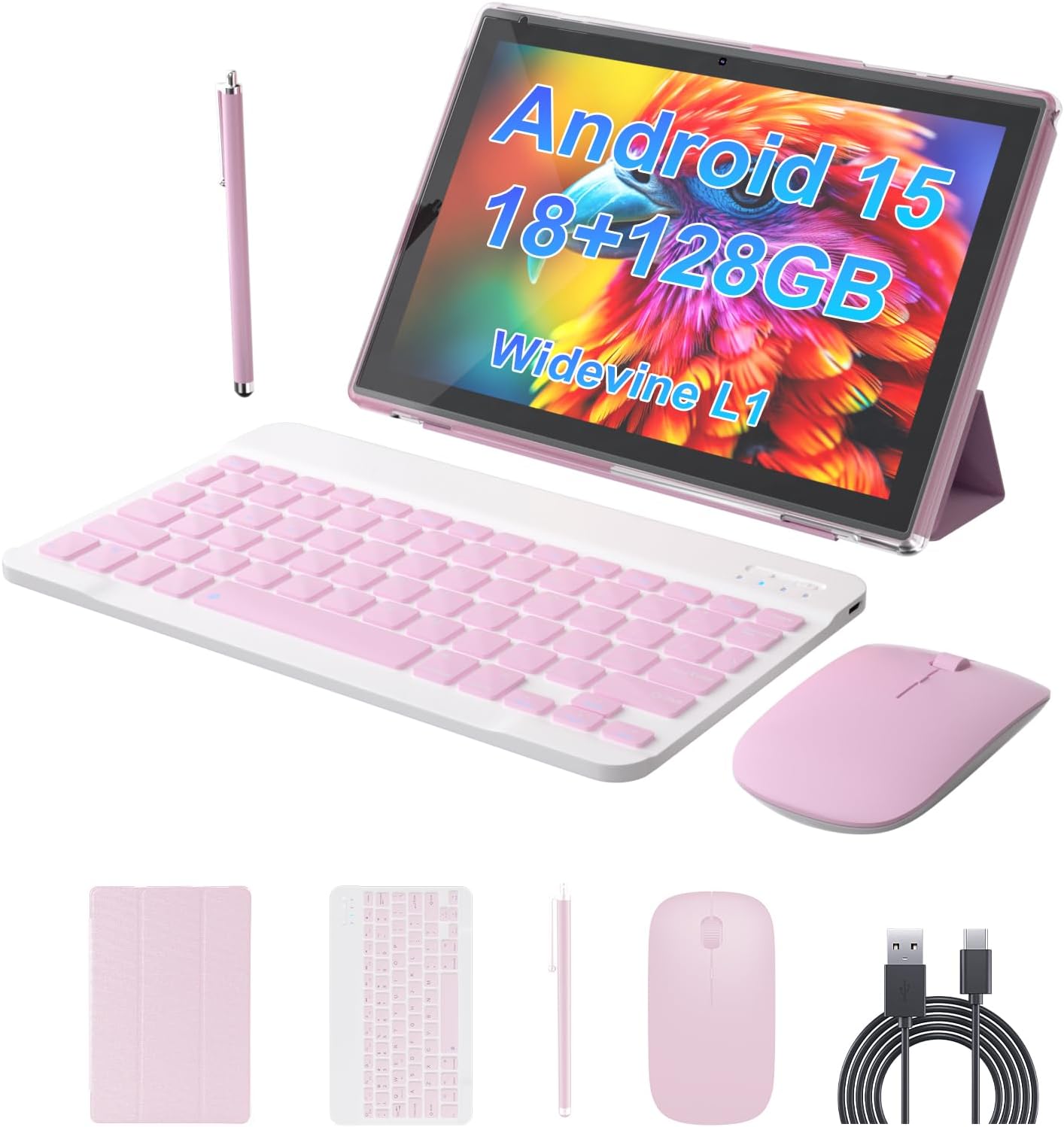 ZZB Android 15 Tablet 10.1 inch with Keyboard and Mouse Case