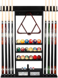 Wall Mount Rack for 6/8 Cue Sticks with Score Counter - Solid Wood