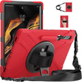 Shockproof Case for Galaxy Tab S8 Ultra 14.6 in Red - Rugged 360 Grip