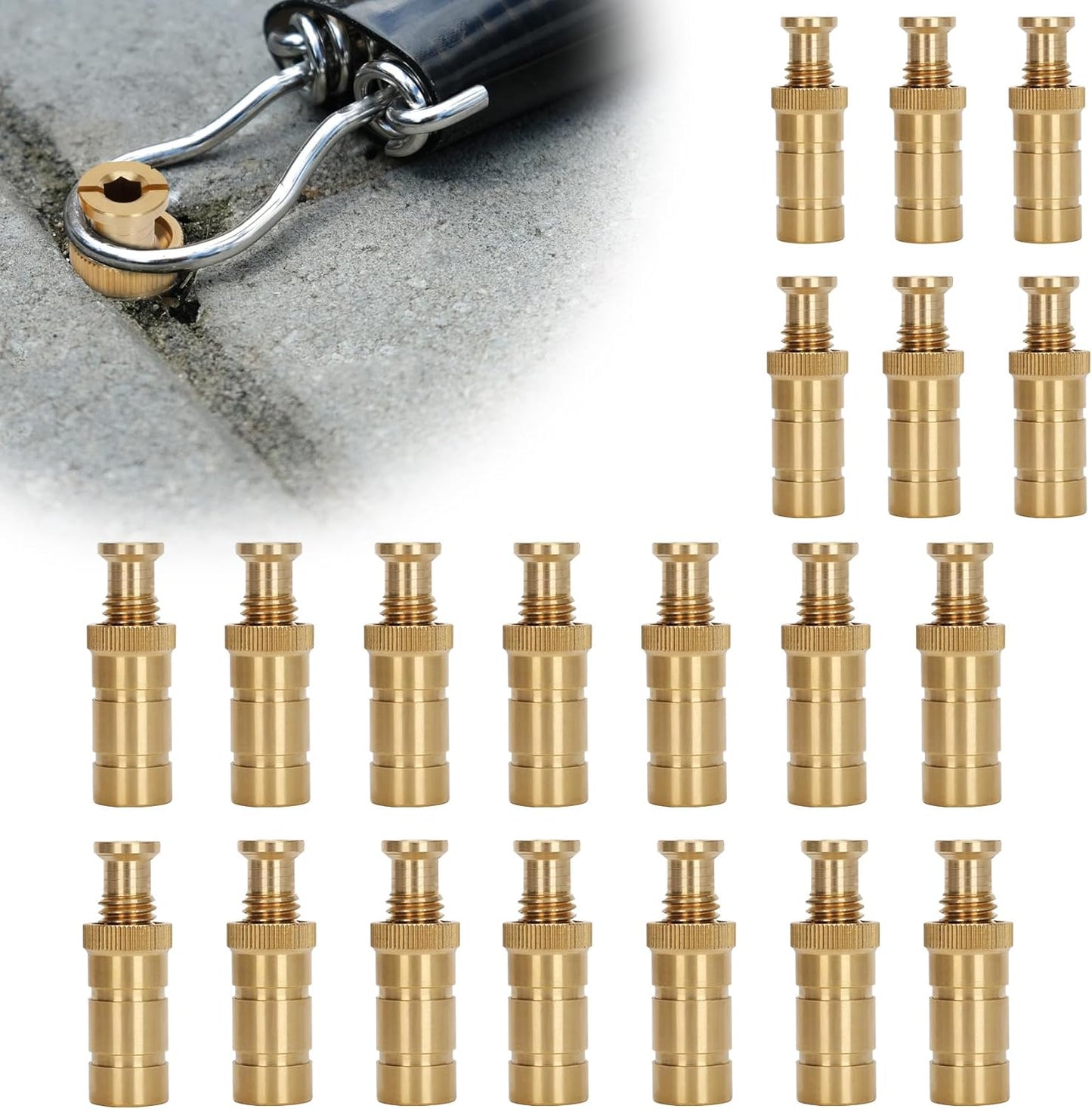 20 Brass Pool Cover Anchors for Concrete and Paved Surfaces