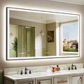 72x40 in LED Bathroom Mirror with Lights - Dimmable Black Framed