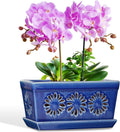 10 in Orchid Pot with Drainage and Saucer - Stylish Ceramic Planter