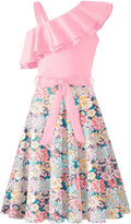 Arshiner Girls One Shoulder Ruffle Dress for Birthday Celebrations