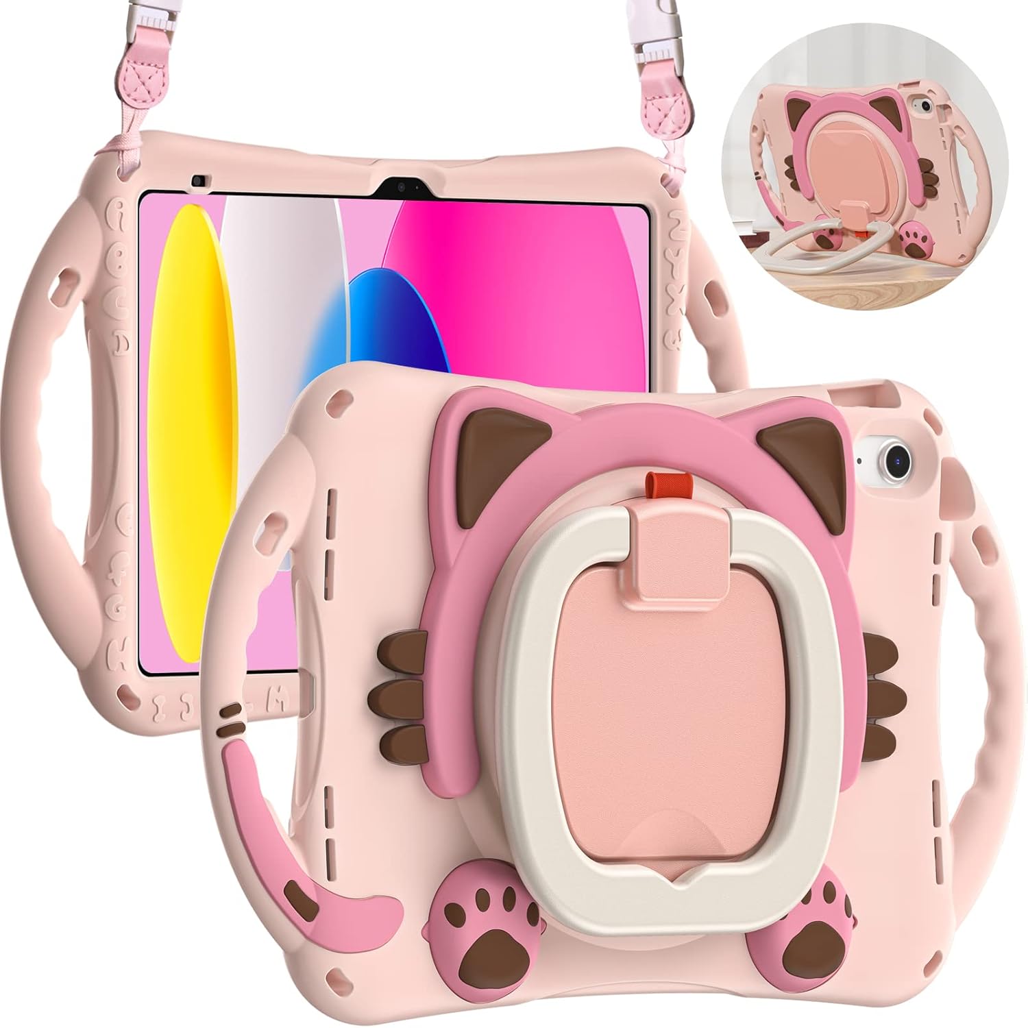 Cute Cat Case for iPad A16 11th/10th Gen - Full Protection