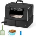 Cat Enclosed Travel Litter Box Kit - Portable Foldable Odorless