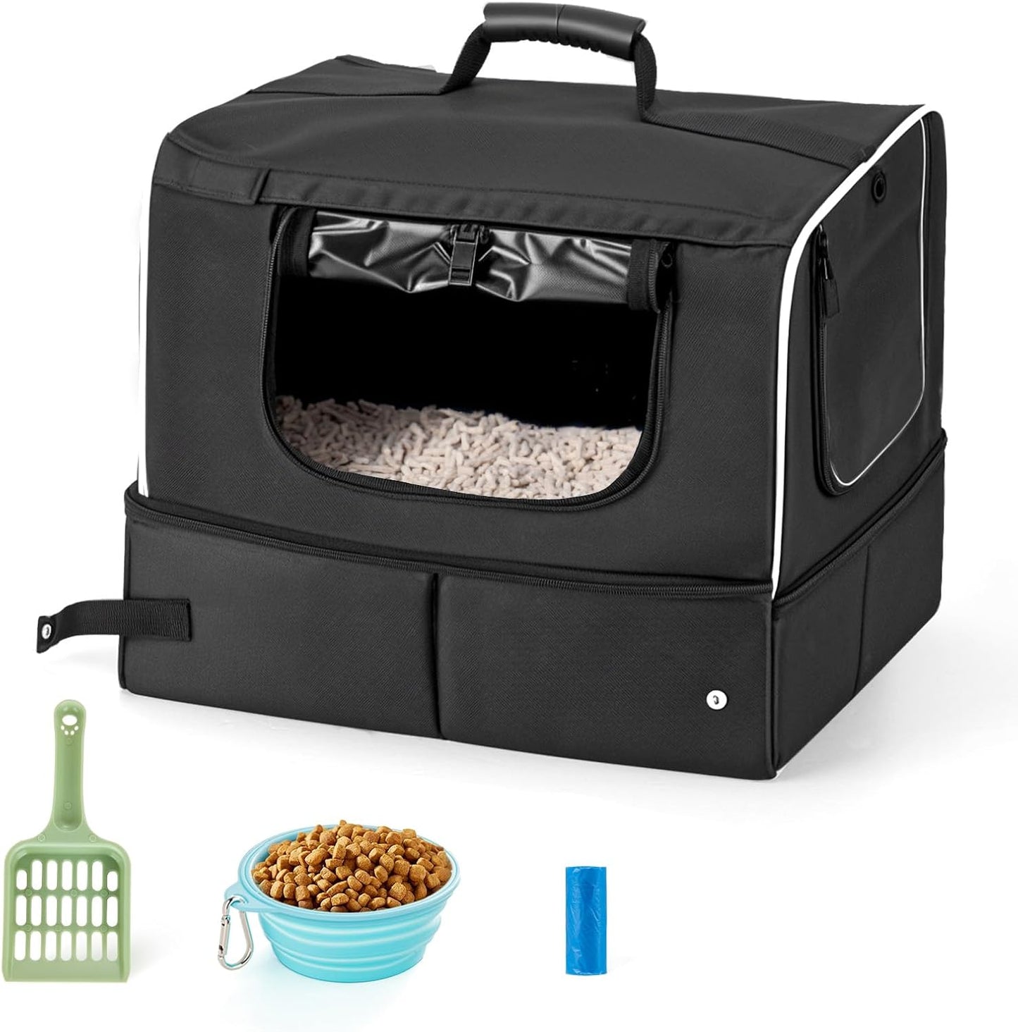 Portable Cat Travel Litter Box Kit for Easy Indoor and Car Use
