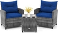 KOTEK 3 Piece Patio Furniture Set - Compact Navy Conversation Set