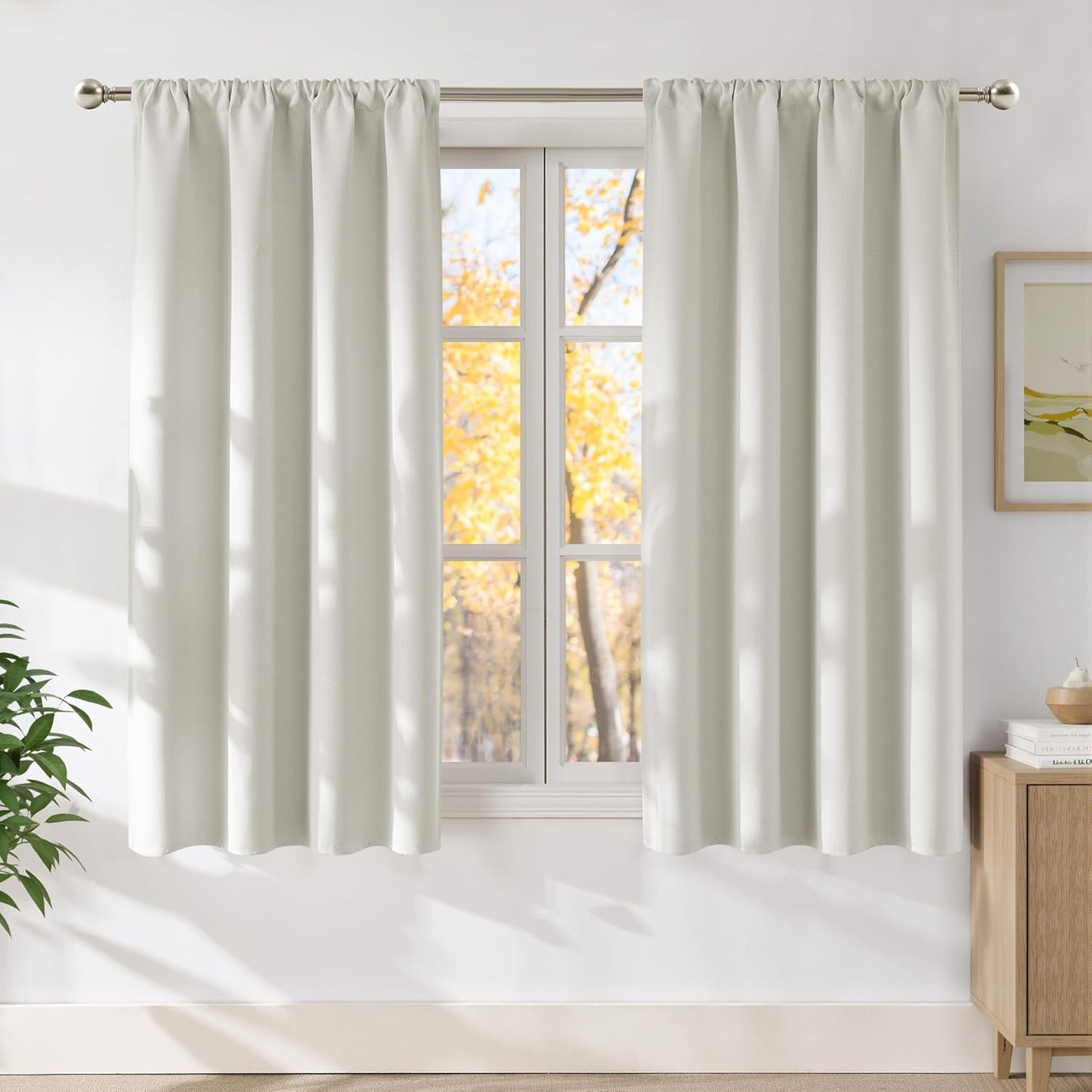 NICETOWN Natural Faux Linen Room Darkening Curtains for Home