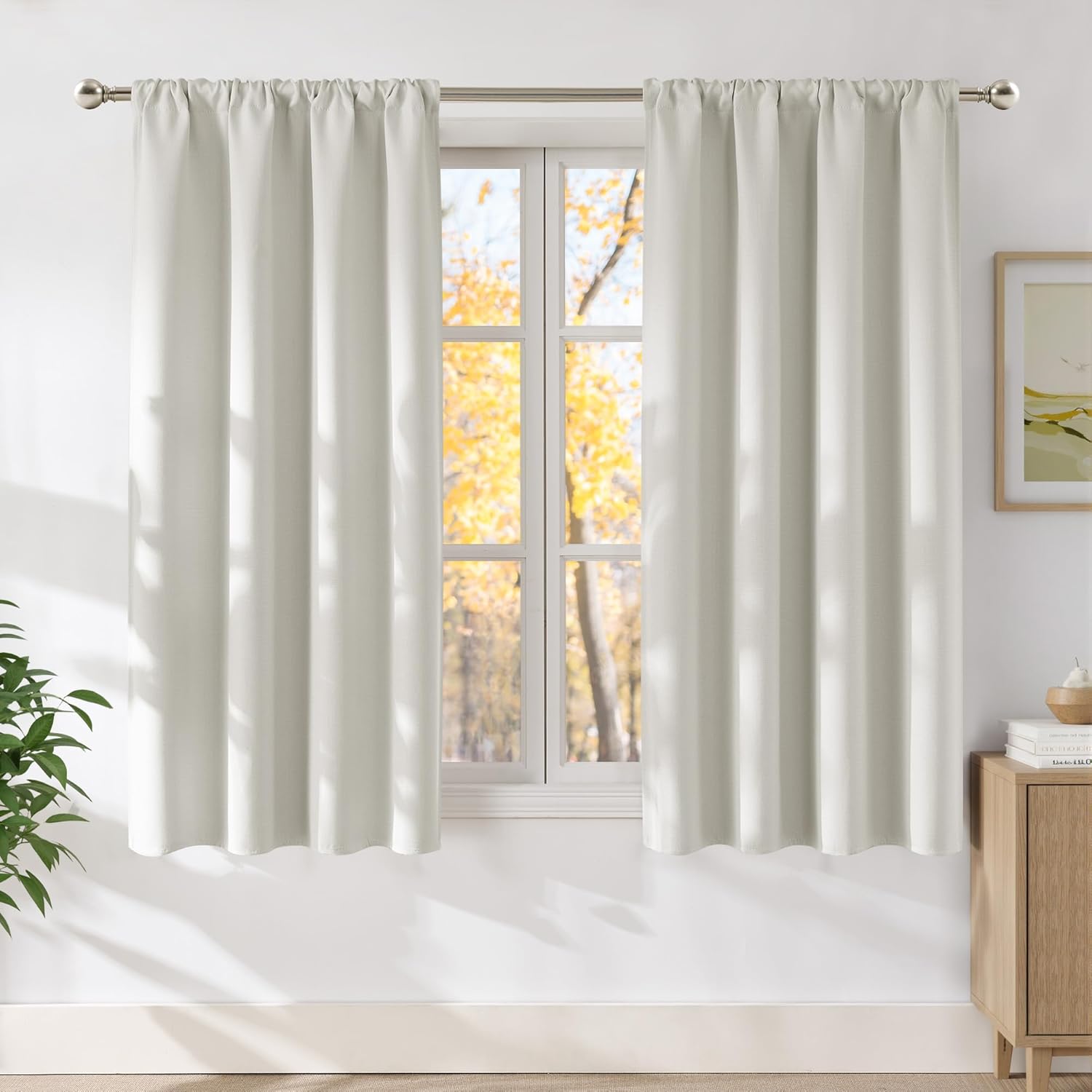 NICETOWN Natural Faux Linen Room Darkening Curtains for Home