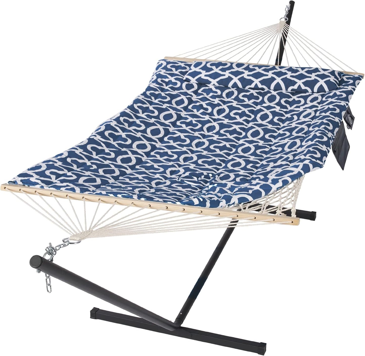 Double Portable Hammock with Stand, 475 lbs Capacity, Blue