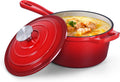 HaSteeL 3 QT Cast Iron Saucepan with Lid - Compact Enamel Dutch Oven