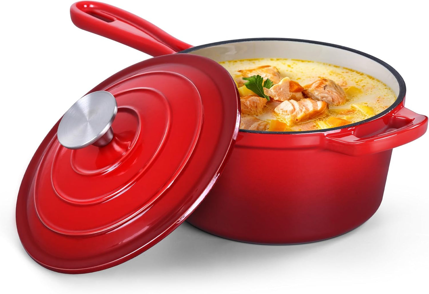 HaSteeL 3 QT Cast Iron Saucepan for Easy Cooking and Cleaning