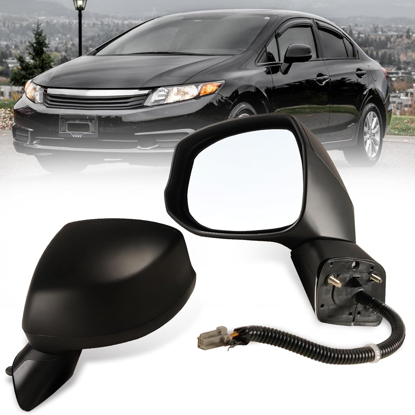Left Driver Side Mirror for 2012-2015 Honda Civic - Power Glass