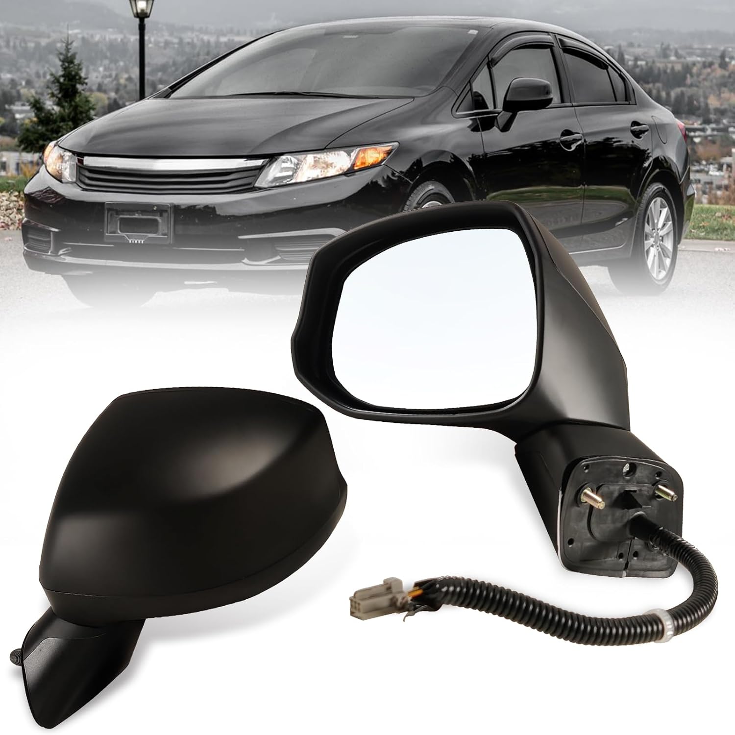 Left Driver Side Mirror for 2012-2015 Honda Civic - Power Glass