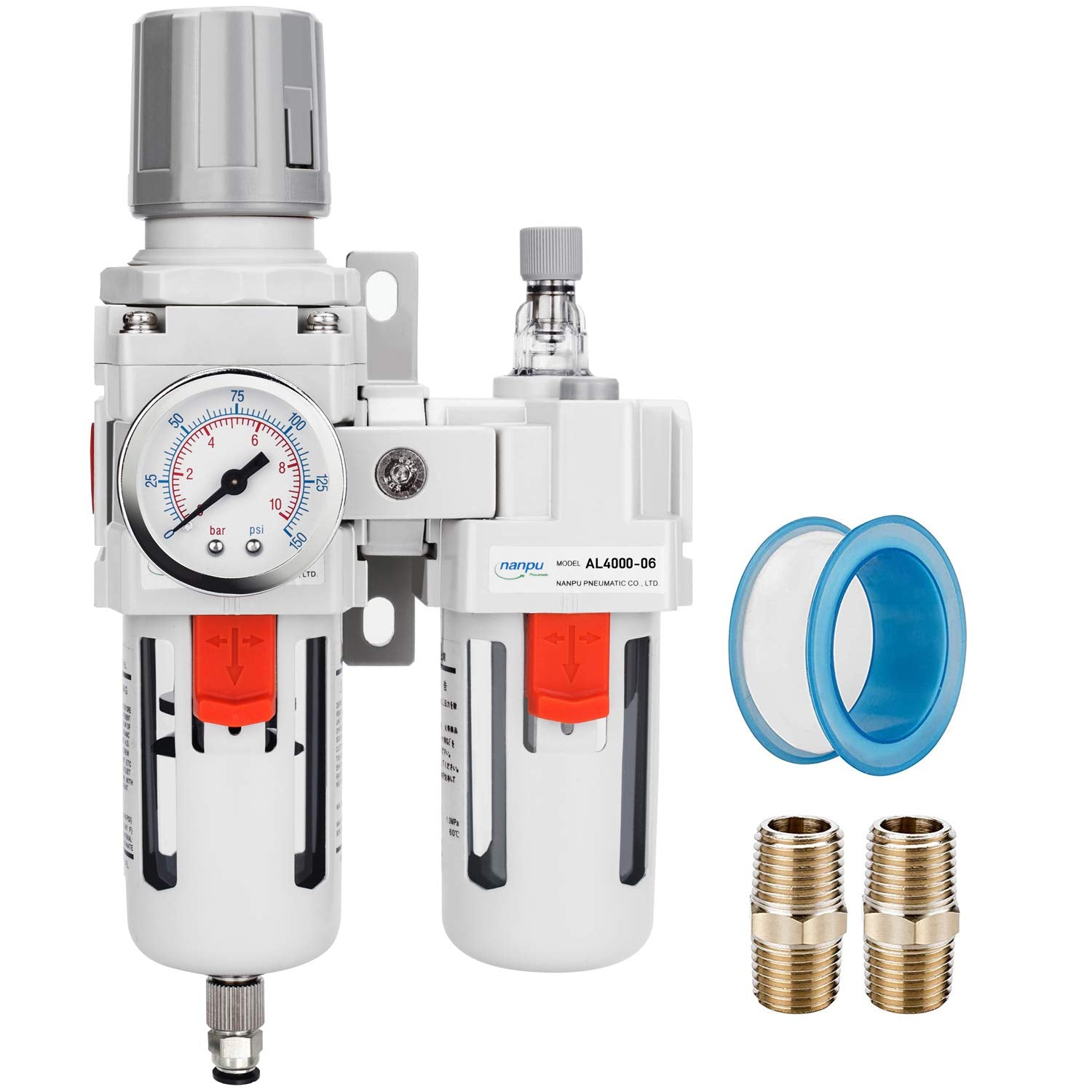 NANPU 3/4in NPT Compressed Air Filter Regulator Lubricator Combo