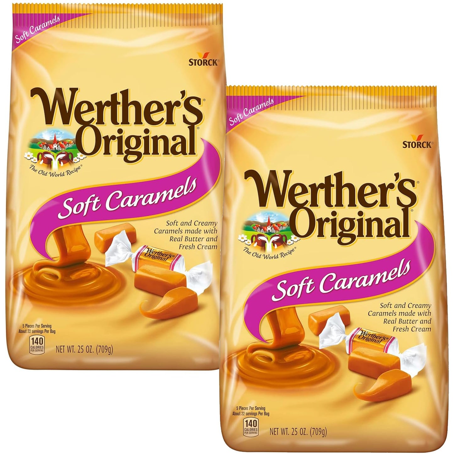 Werther's Original Soft Caramel Chews - 25 Ounce Pack of 2
