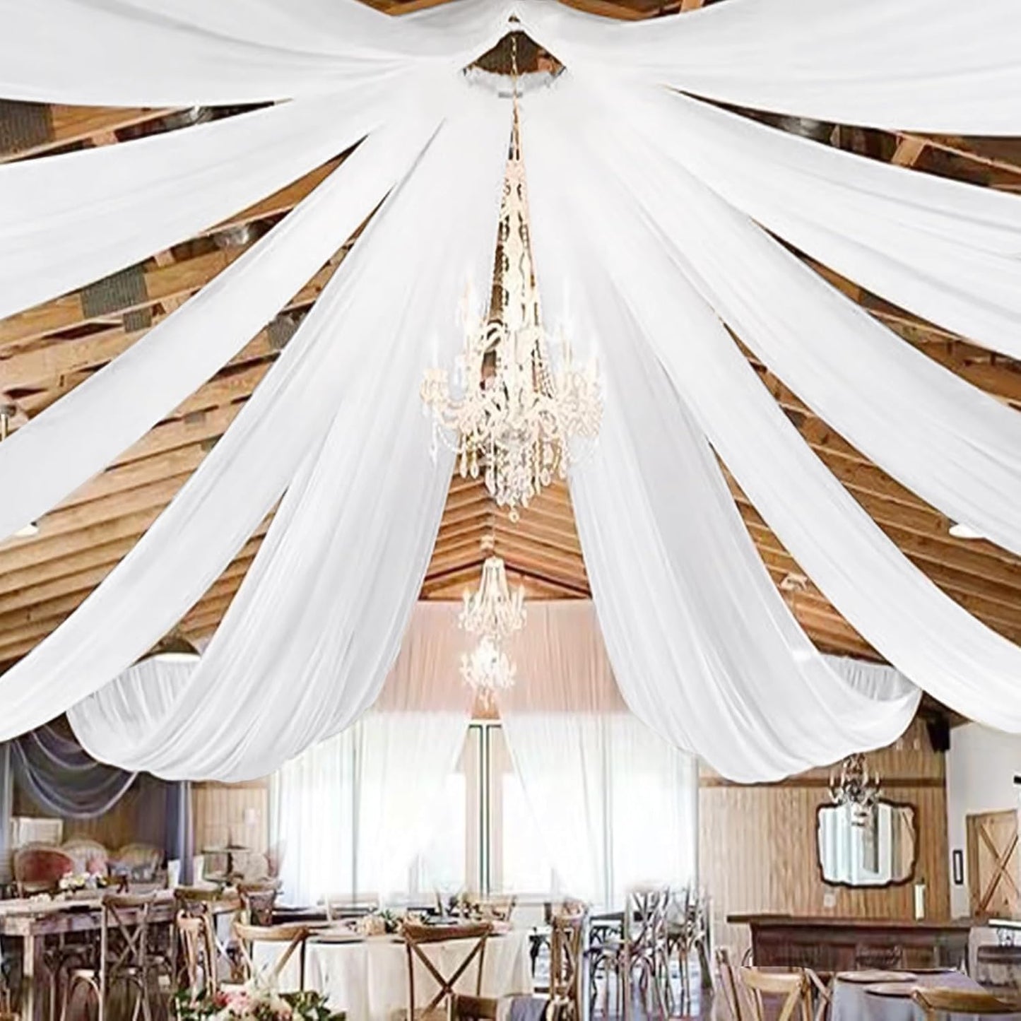 8 Panels White Ceiling Drapes for Weddings and Events